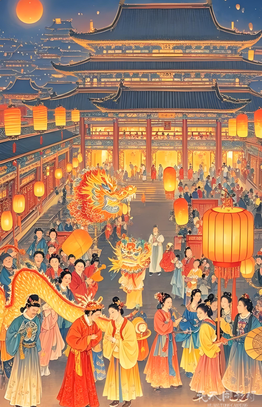 古代元宵灯会场景复原-唐代宫廷与市井百姓共赏花灯的盛况 古代元宵灯会场景复原-唐代宫廷与市井百姓共赏花灯的盛况