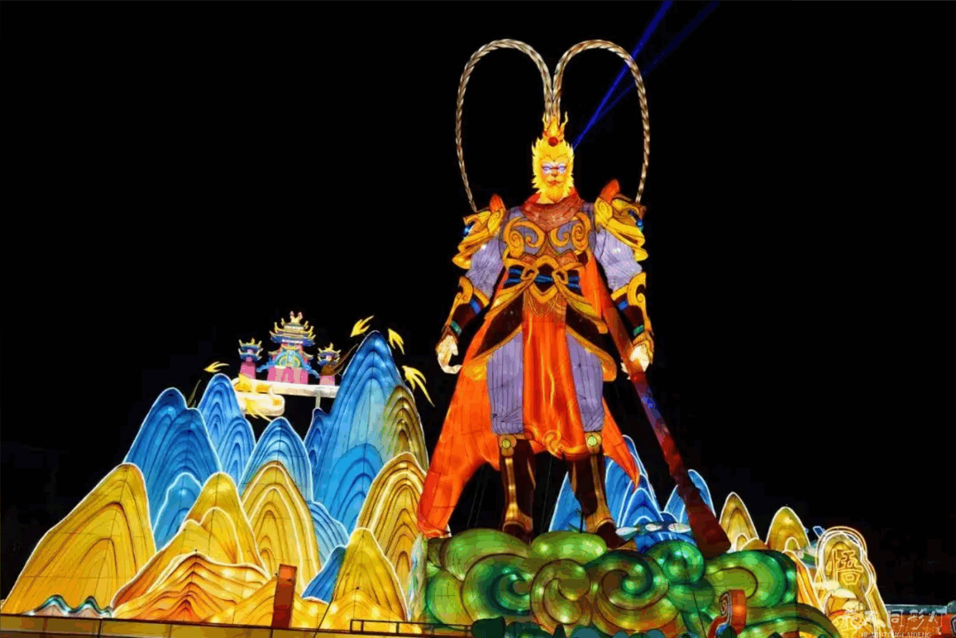 孙悟空灯组动态表情对比展示-喜怒哀乐四种情绪效果