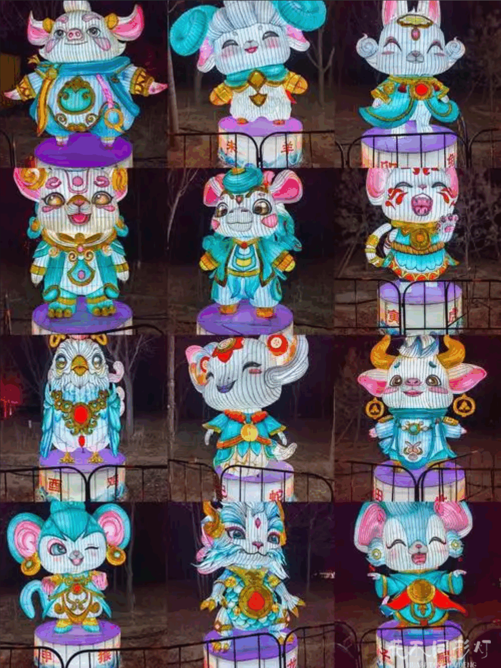 可爱十二生肖花灯全景展示-软萌造型与温暖光效完美融合 可爱十二生肖花灯全景展示-软萌造型与温暖光效完美融合