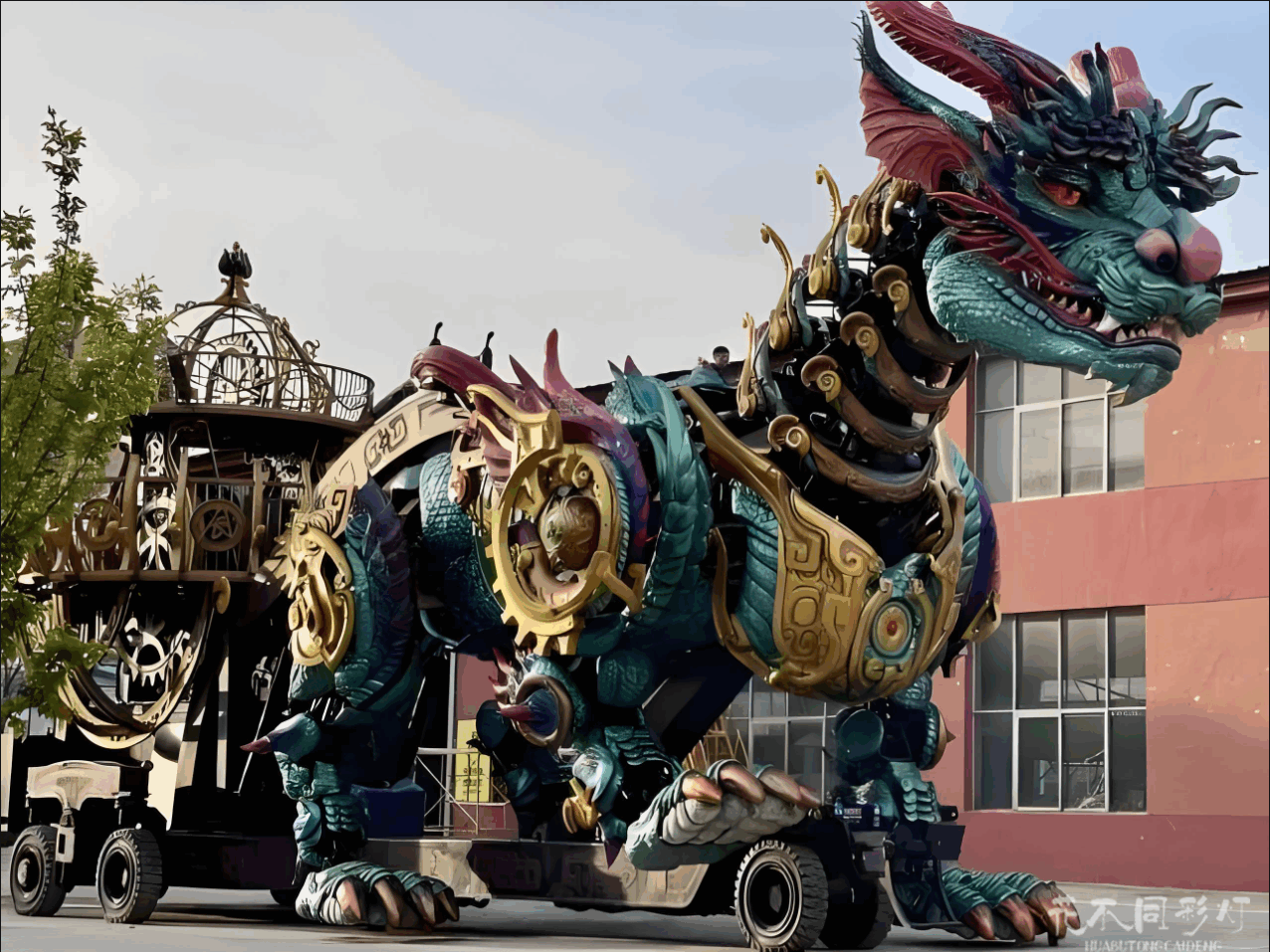 山海经麒麟主题花船设计效果图 