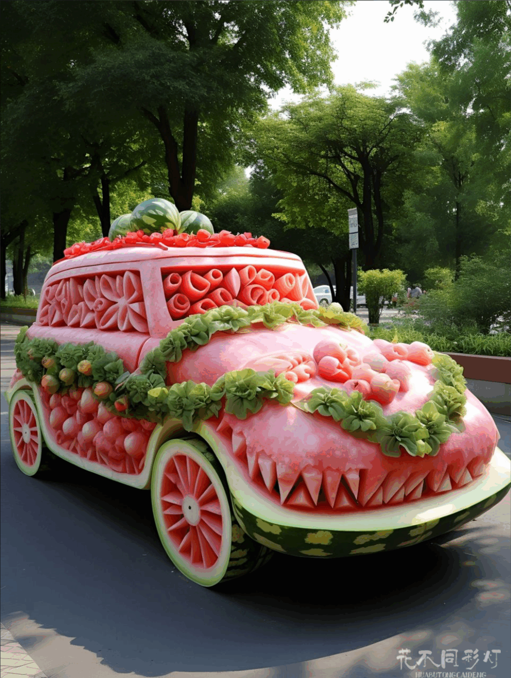 古城窄巷花车巡游全景-灵活转向花车现场效果