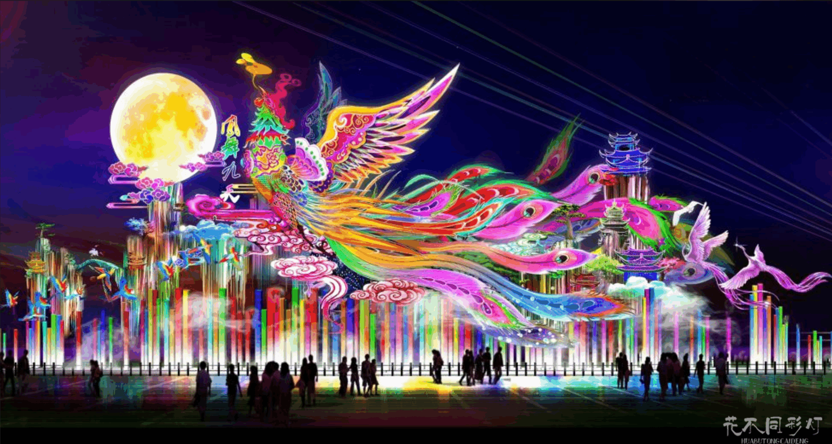 成功求婚的情侣在誓言回声谷互动装置前留影的幸福瞬间