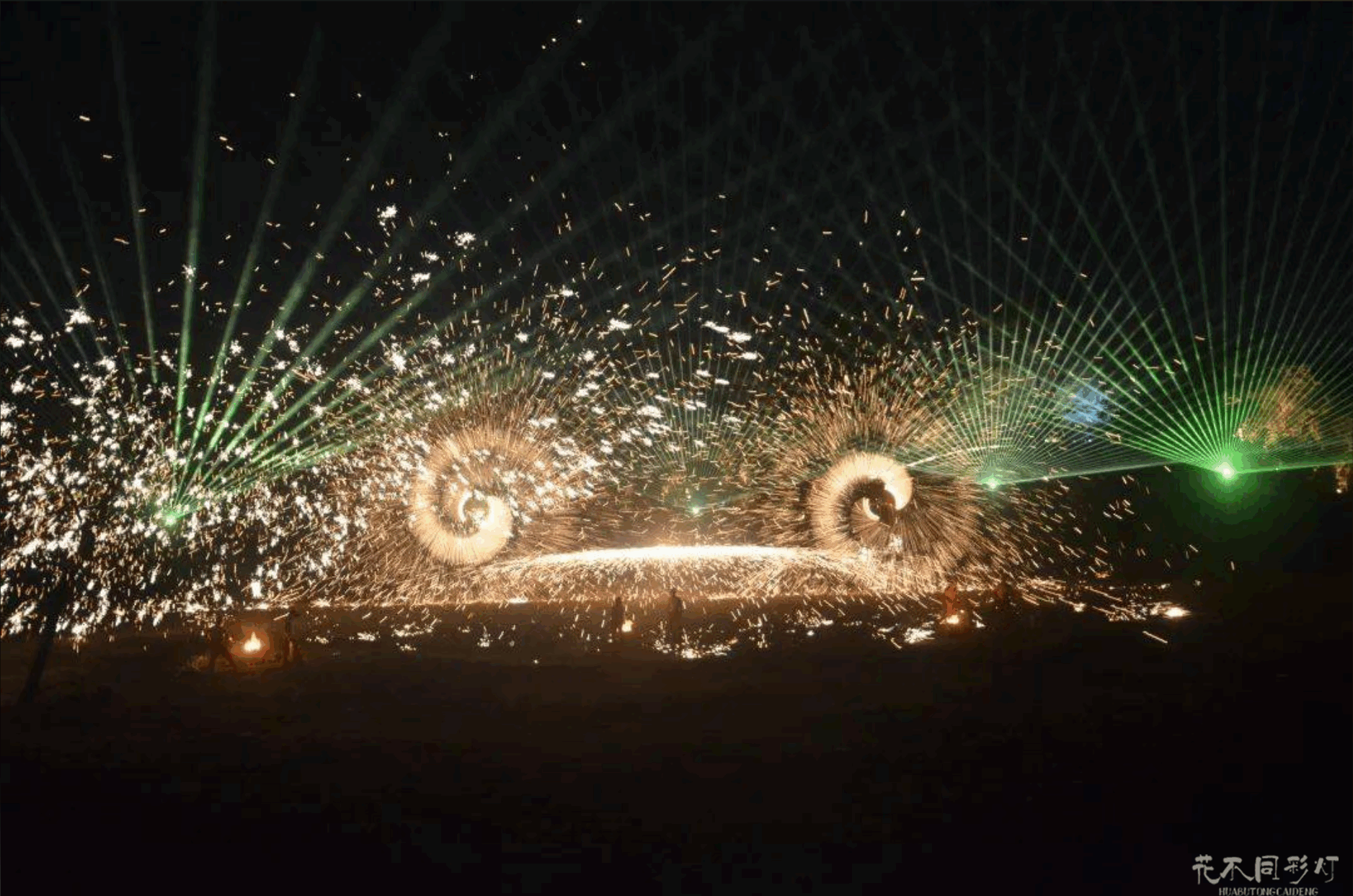 打铁花表演团队规模配置对比图,清晰展示3-5人精简型、6-8人标准型、9-12人大型三种团队规模的人员配置和表演效果差异 打铁花表演团队规模配置对比图,清晰展示3-5人精简型、6-8人标准型、9-12人大型三种团队规模的人员配置和表演效果差异