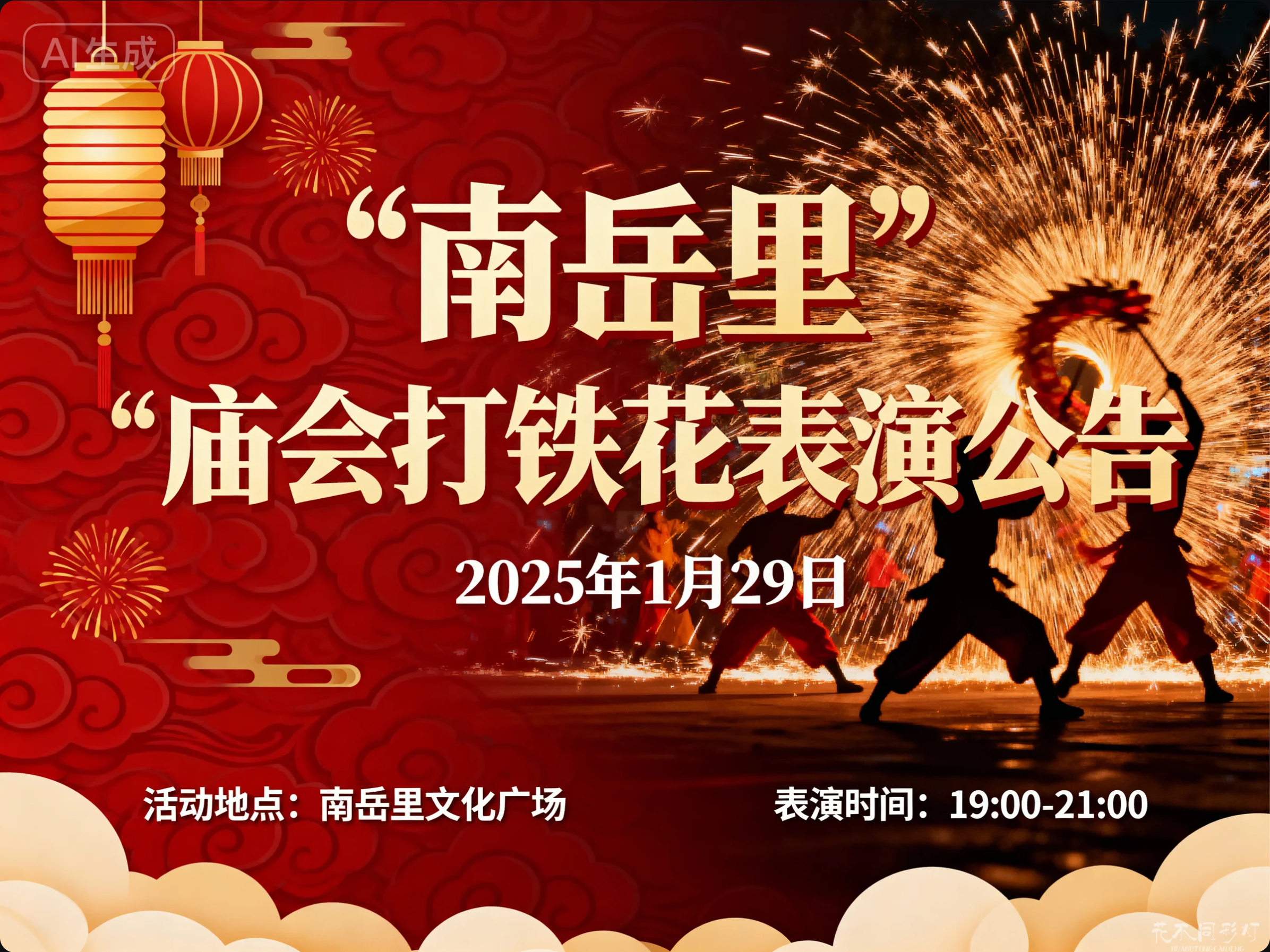 南岳里庙会打铁花表演公告