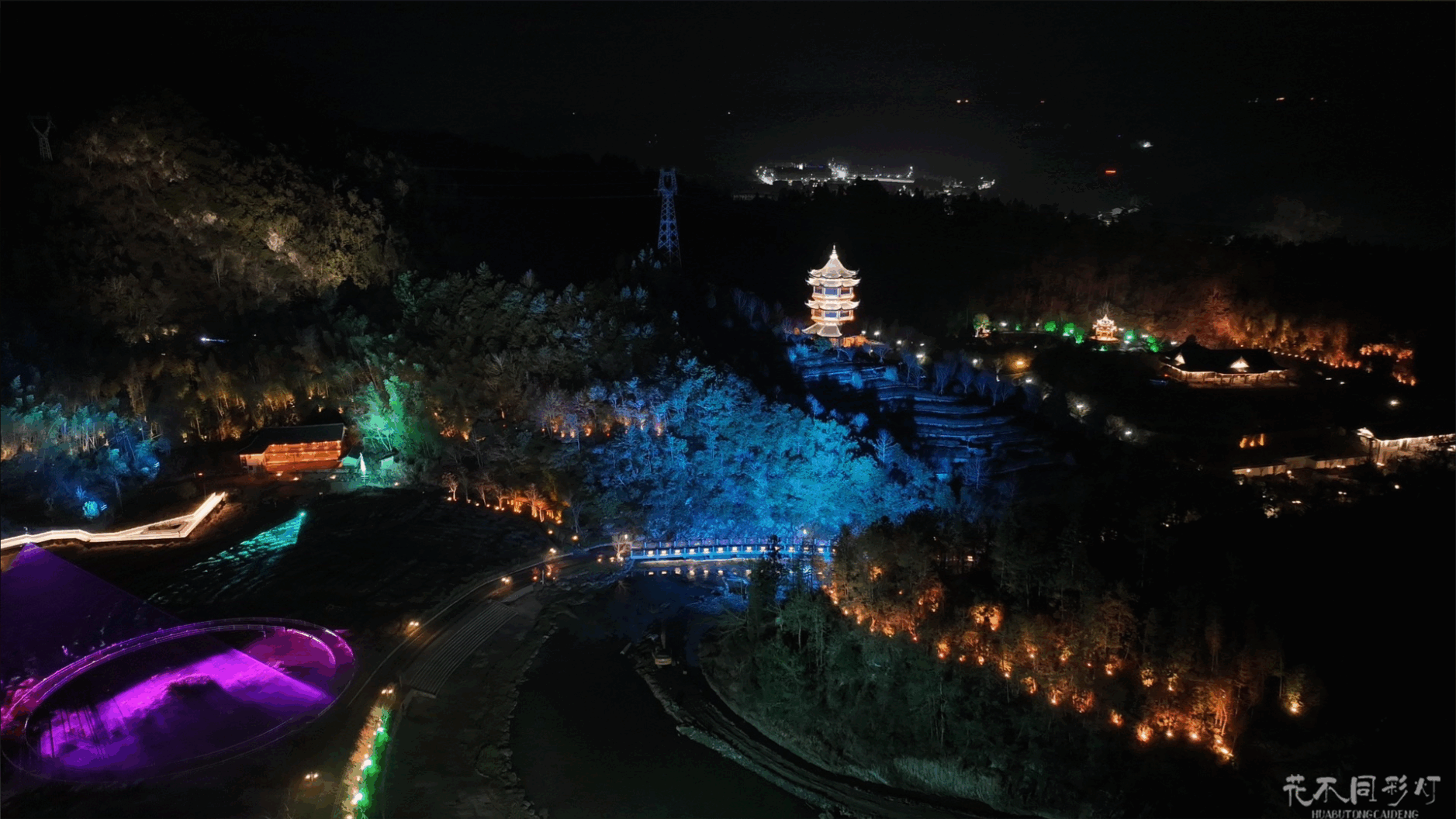 水域浮灯与倒影实景效果 - 花不同水景照明设计