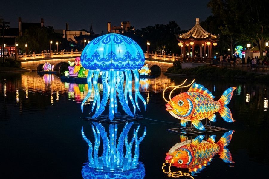 水上乐园及海洋公园夜游：海洋生物主题彩灯布展策划要点