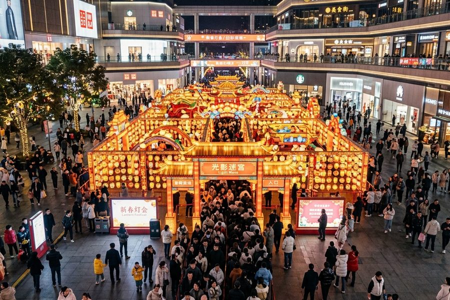 商业地产广场开业黄金周沉浸式互动灯光展整