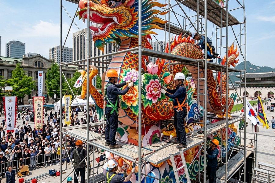 乌鲁木齐旅游节15辆巡游花车现场48小时快速吊装合拢与通电彩排实录