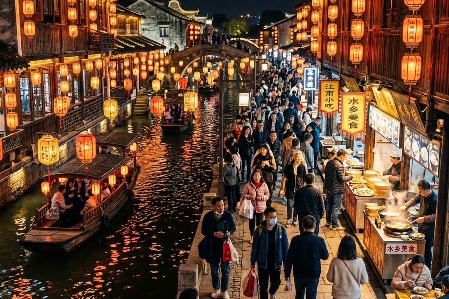 古镇夜游花灯街区招商与营收复盘：沉浸式街