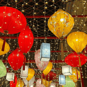 网红灯笼打卡地点-花不同彩灯