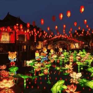 户外灯笼安装方法-花不同彩灯